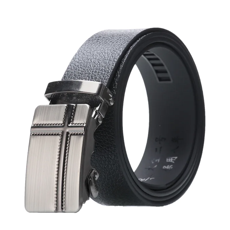 Wholesale Male Ratchet Waist Straps Gift Automatic Buckle Belt Black Strong Casual Business Men Leather Belts