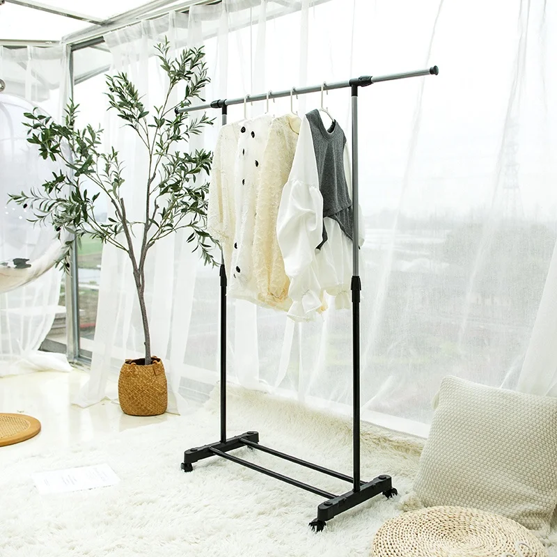 Rolling Clothes Rack Garment Rack With Wheels Single Rail Clothes Rack