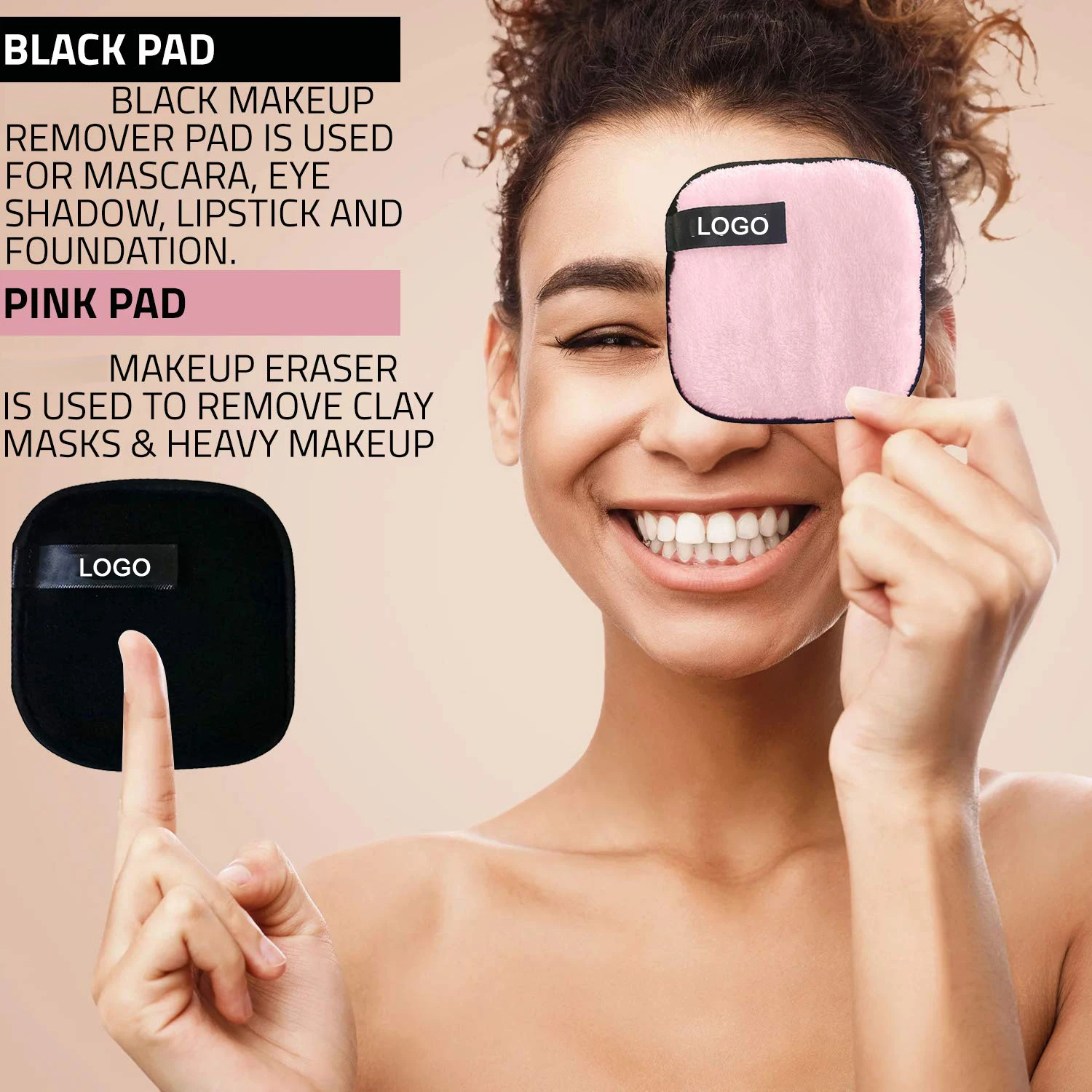 
Reusable Makeup Remover Pads | FREE Spa Terry Cotton Stretch Headband | Large Double-sided Square Shape Microfiber Clean Sponges 