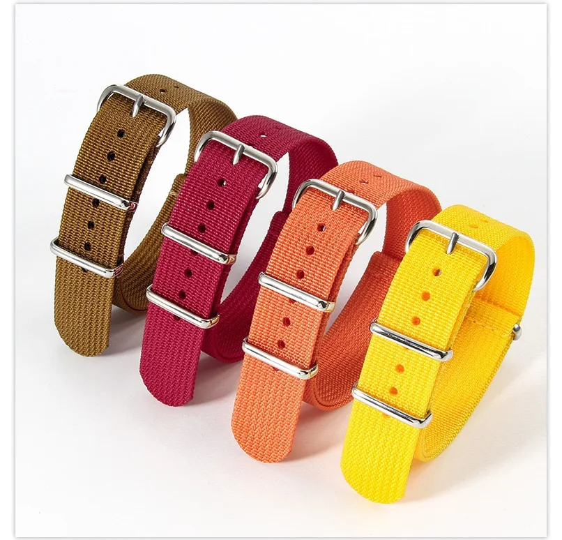 Fast Shipping Ballistic Nylon Ribbon Watch Strap 18mm 20mm 22mm Fabric Braid Nylon Ribbed Nat0 Strap