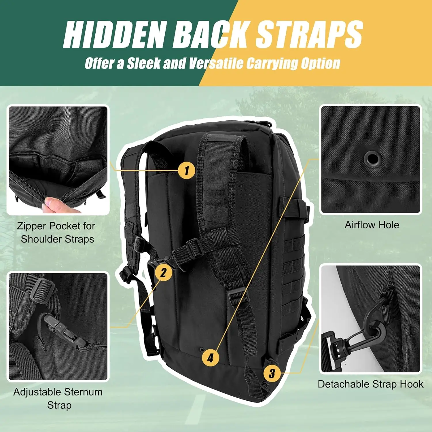 65L Large Travel Duffle Bag Tactical Backpack,3 Day Bug Out Bag Rucksack for Outdoor Sport Hiking Camping with Molle System