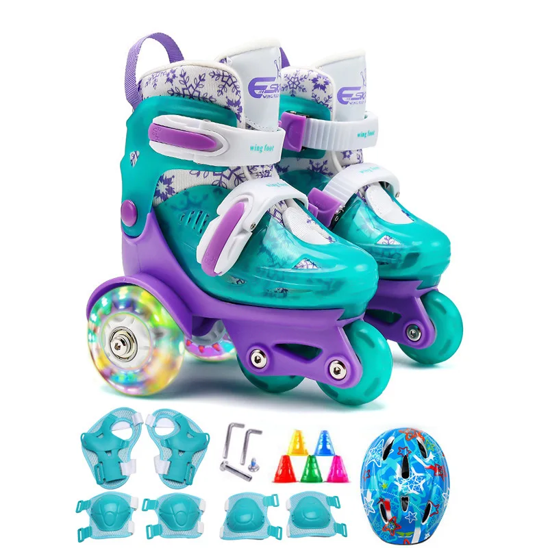 2024 New Manufacturer dropshipping beginner roller skates set flash double row roller skates