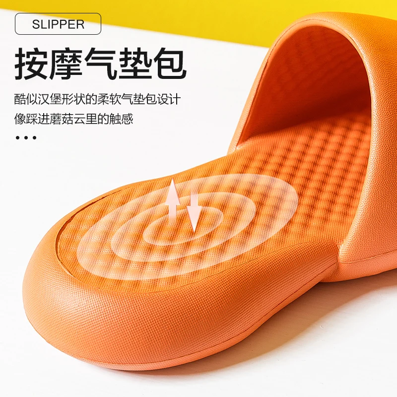 Japanese plastic slippers with thick soft  soles for women in summer indoor home deodorant bathroom slippers for men