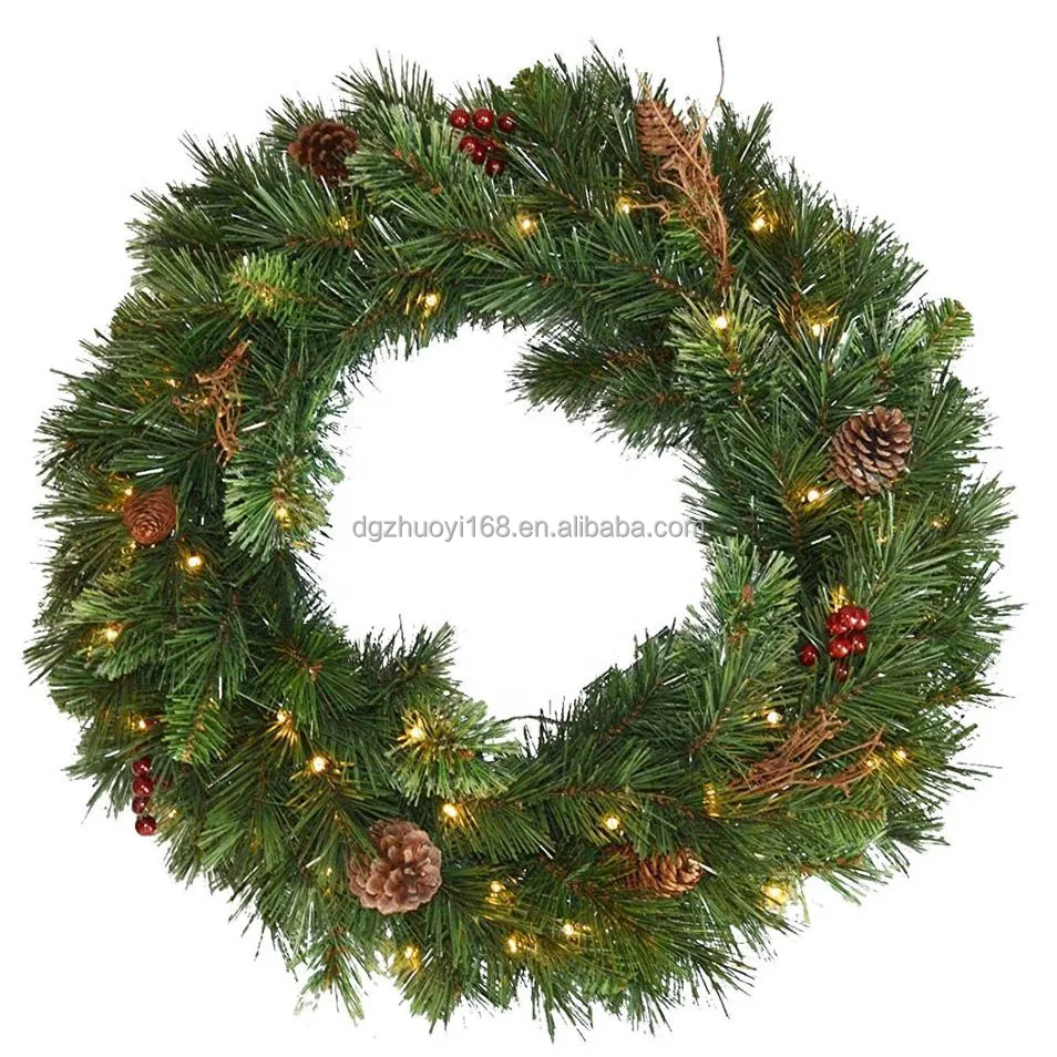 Front Door Xmas  New Arrival Natural Christmas Wreath, 50CM Pine Christmas Wreath