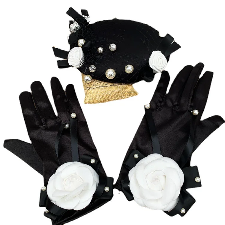 New French Style Elegant Fancy Wedding Bride Photo Headdress Hanfu Cheongsam Retro Ladies Black Mesh Small Formaler Hat Women