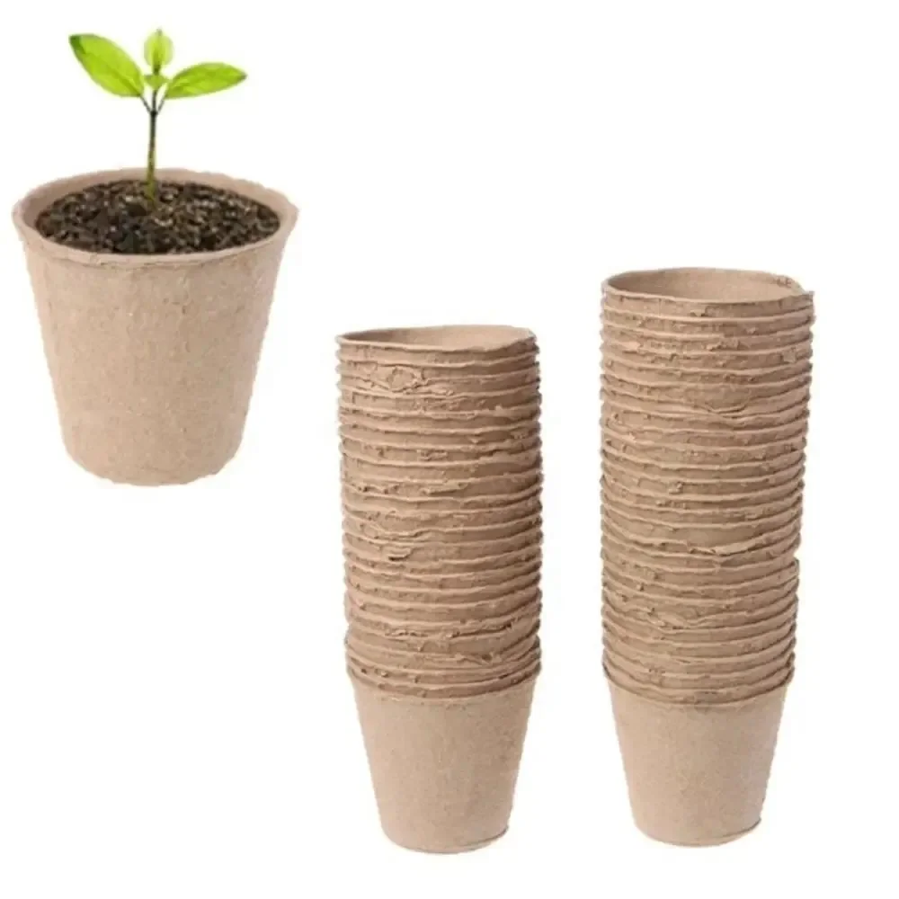 Manufacturer wholesale disposable pulp molded seedling cup 4 holes 8 cm round gardening seedling cultivation paper cup