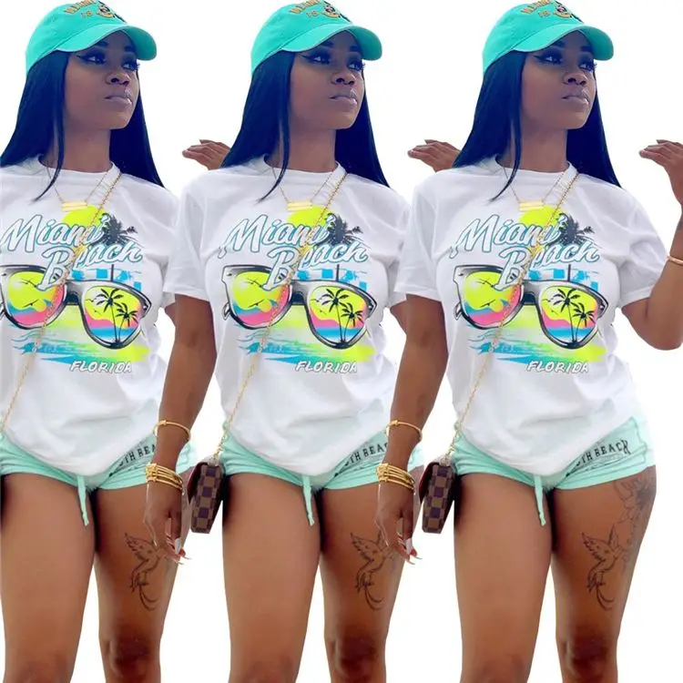 
08AF371 new arrival round neck short sleeve letter print woman casual fashion t shirt 