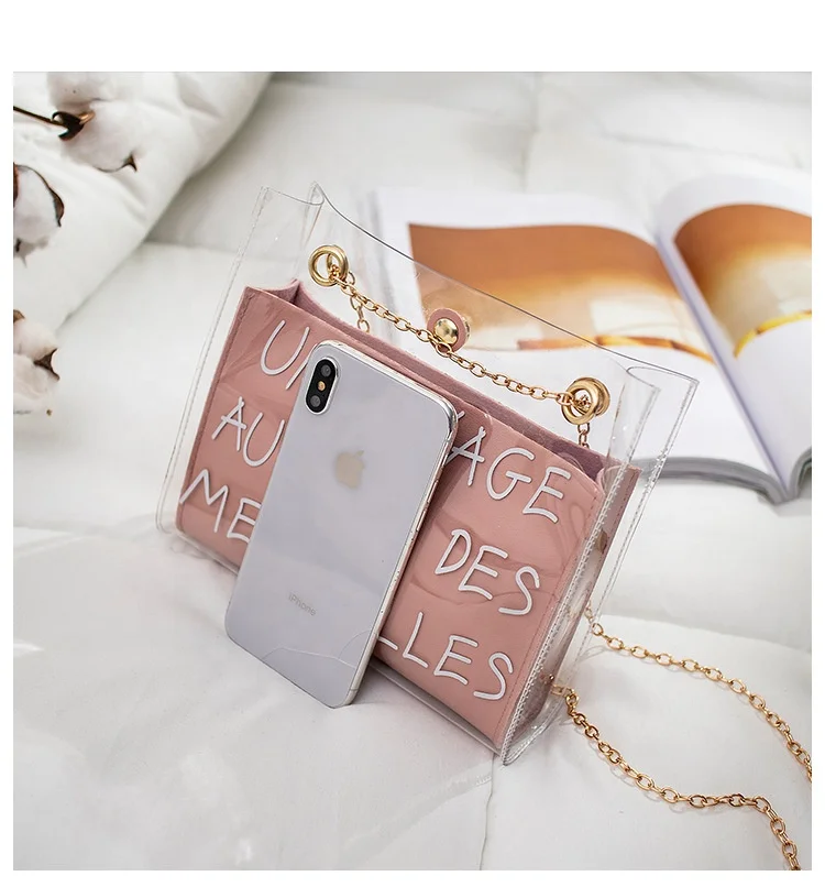 Fashion letter Small Shoulder Etter Small Messenger Bucket Chain crossbody women clear purses handbags