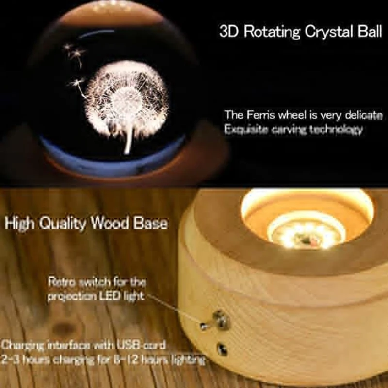 Projector 3D Stereoscopic Image Night Light Crystal Ball Music Box Luminous Crystal Poke Ball Rotate Animation Figures