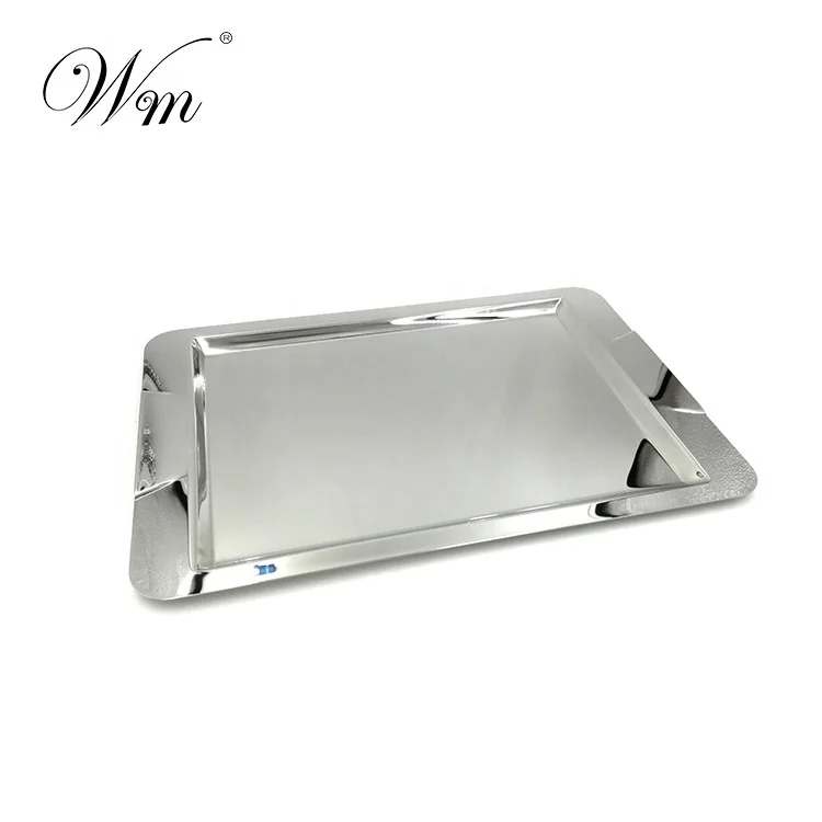 Rectangle Square luxury High mirror Stainless steel 304 serving plate buffet servig tray