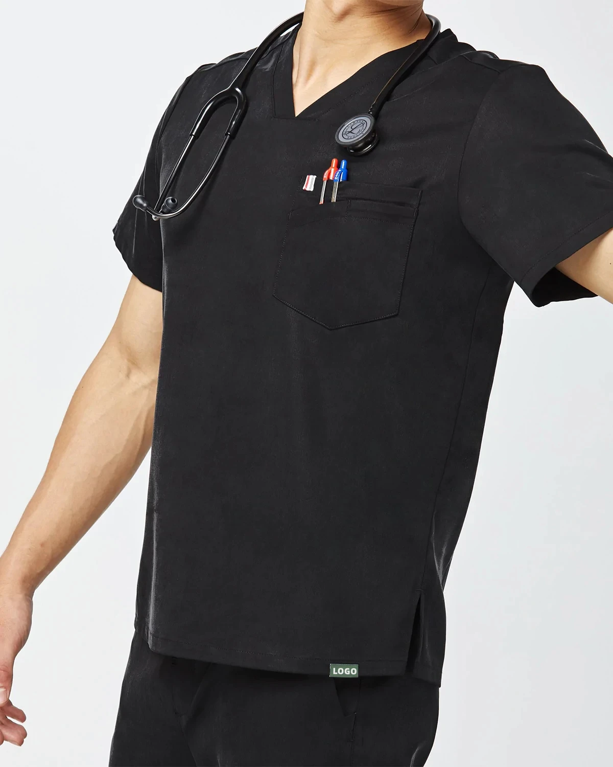 Fashionable high quality nurse scrubs Uniform V-Neck Pocket Men Medical cherokee Scrubs Uniforms Sets unisex scrubs wholesale