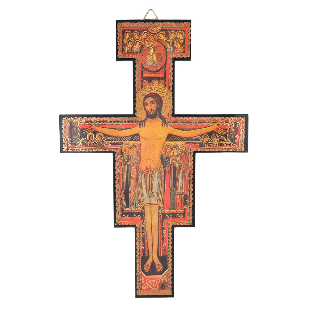 Wooden  San Damiano Icons Crucifix Cross for Wall