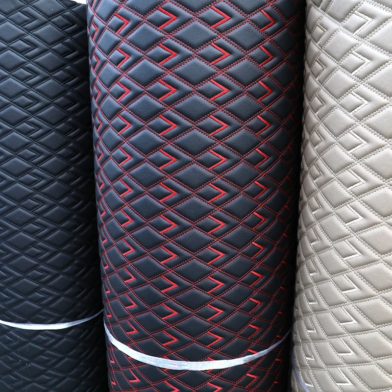 customize thickness and density leather and sponge with embroidery design for car seat covers