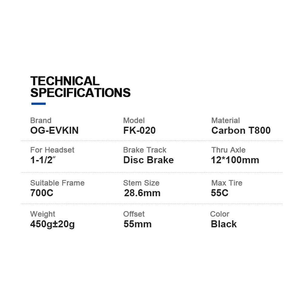 Og-Evkin FK020 угольная гравийная вилка дисковый тормоз 700C 12x100 через ось скрытая внутренняя кабельная коническая трубка