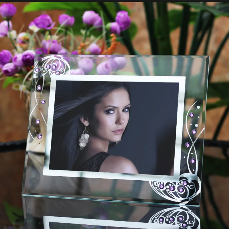 Mosaic Process Glass Edging Picture Frame Desk Crystal Glass Photo Frame