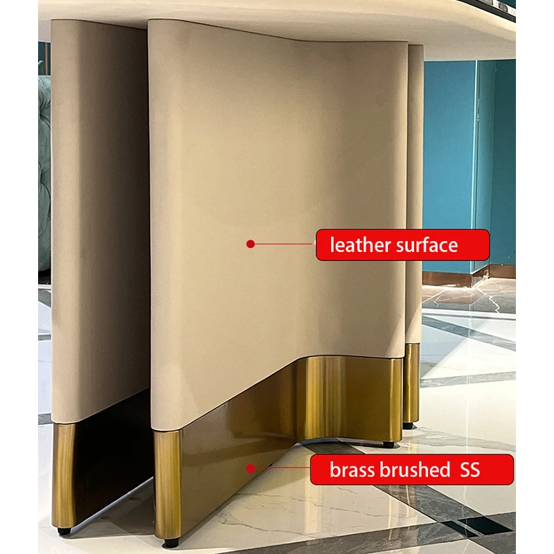 Base Oval Design Dining Table Marble Top Stainless Steel Modern and Luxury Natural Home Furniture Carton 1 Piece Stone / Marble