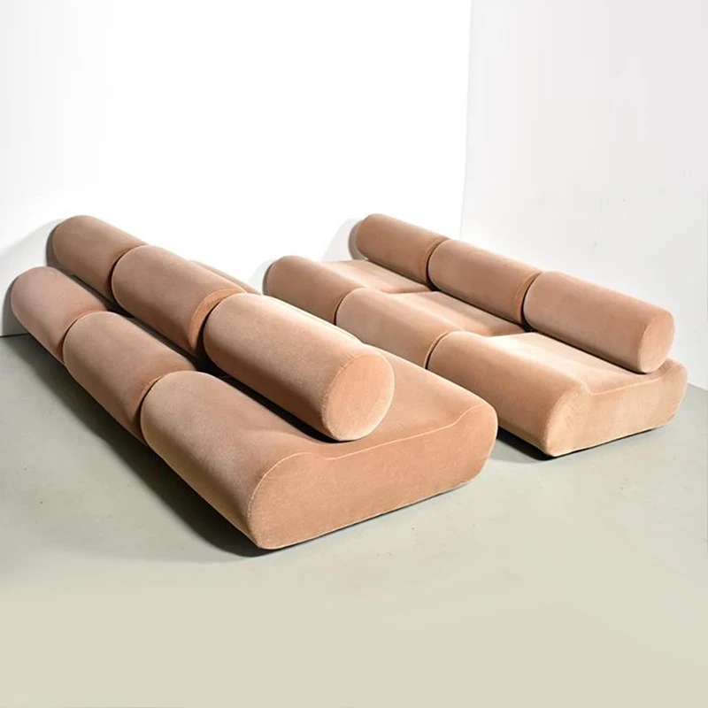 Light Luxury Lambskin Sofa Wabi-Sabi Style Nordic Retro Design Creative Homestay Special-Shaped Module Combination Sofa