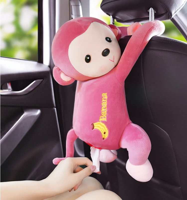 Wholesale cute cartoon plush toy monkey doll large paper towel box creative car household tissue paper box