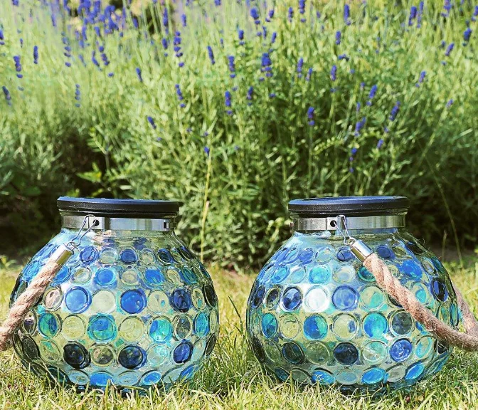 Solar Glass Ball Led Garden Lights Blue Jar Solar Light Table Light for Home Party Patio Lawn Christmas Outdoor Decor