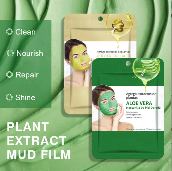 Private Label Cosmetic Facial Mask Aloe Clay Mask Golden Collagen Peeling Mask  Skin Care Whitening Cleaning