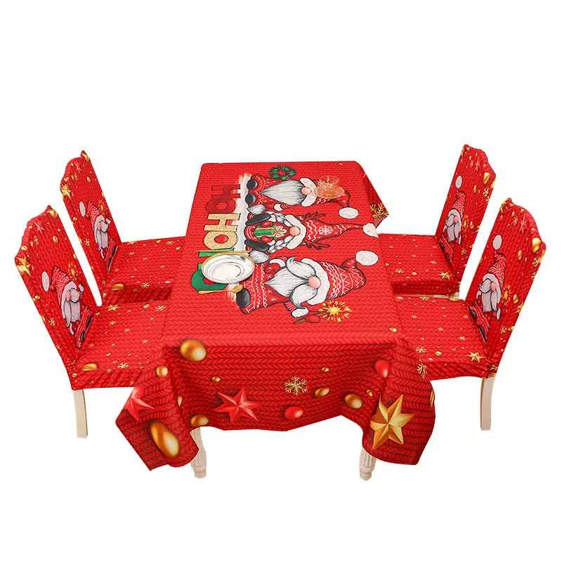 Christmas Decorations Christmas Chair Santa Tablecloth Oil-Proof and Waterproof Covers Christmas Tablecloth Chair Cover Set