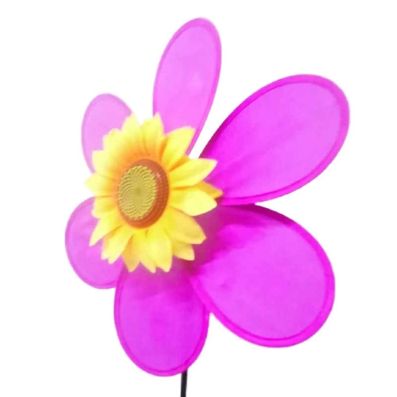 Outdoor Decorative Single Pinwheel Purple Sunflower Shaped Removable Toy Windmill For Sale