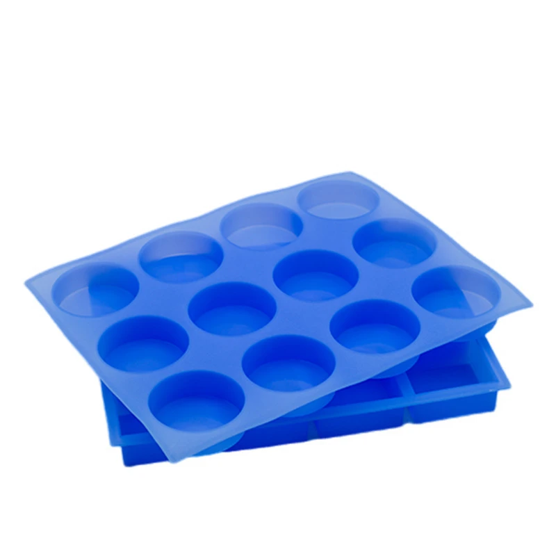 Wholesales Silicone Mousse Cake Tool 12 Cavities Square Silicone round Cake Baking Mold / Handmade Soap Moulds