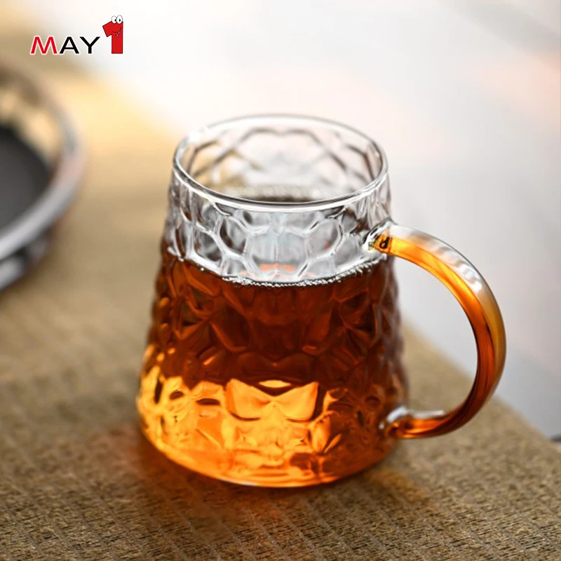 wide bottom creative hammer pattern grain glass water beverage coffee cup