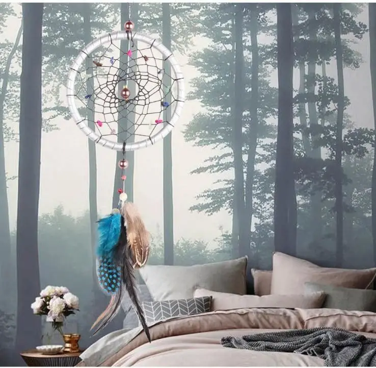 Wholesale Handmade Boho Hanging Feather Dream Catcher for Car Home Room Door Wall Art Party Decor Ornament Gift Craft DIY Kit
