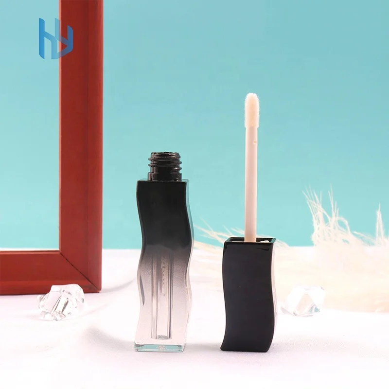 OEM/ODM irregular 5ml matte Pink/nude/black Gradient Empty plastic Cosmetic Lip Gloss bottle