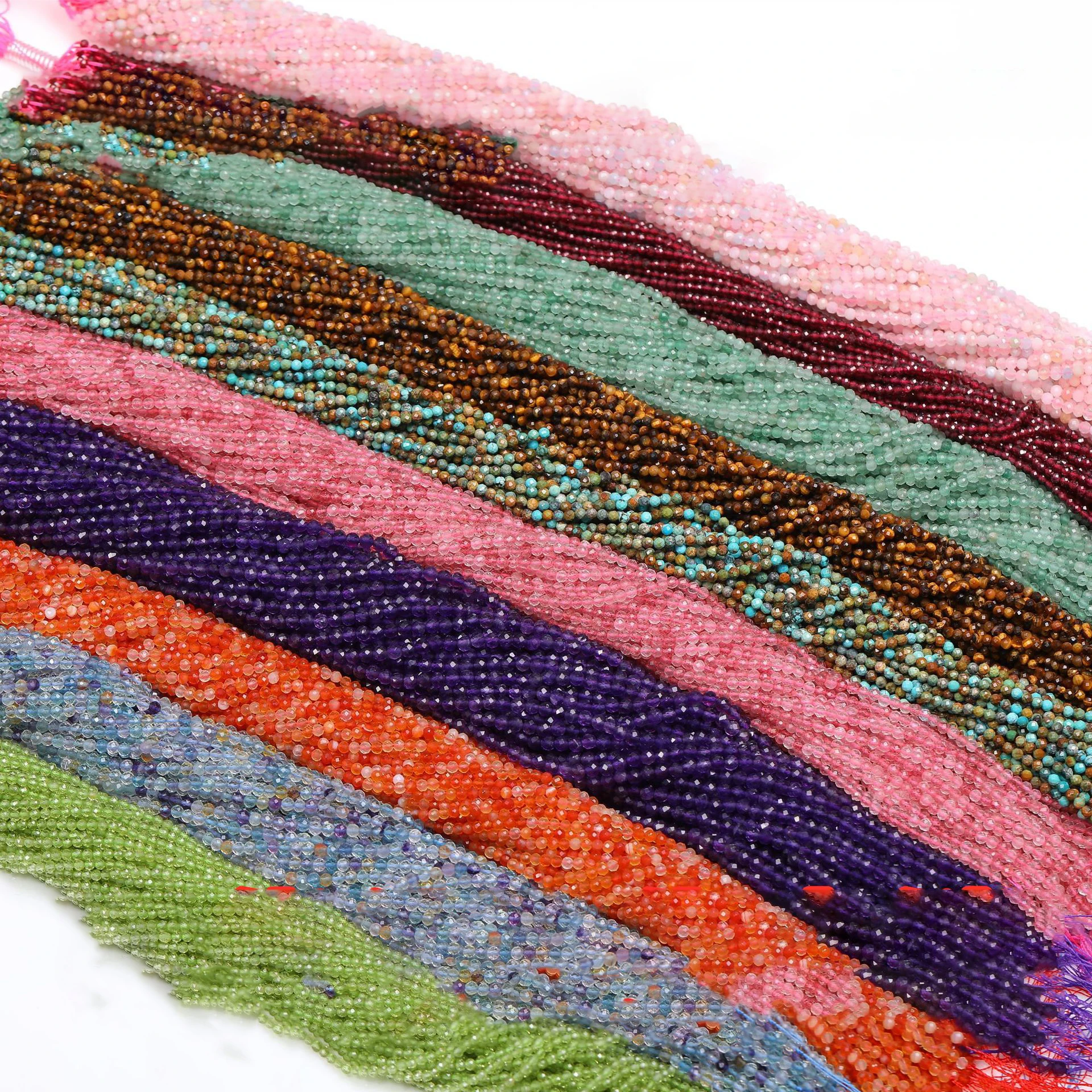 Natural Gemstone Diamond Cut Micro Faceted Round Stone Beads Tiny 4mm Small Round Faceted Amethyst Beads For Jewelry Making