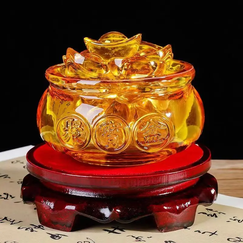 Китайская чаша с сокровищами YuanBao в форме обуви золотой слиток украшение из хрустального слитка