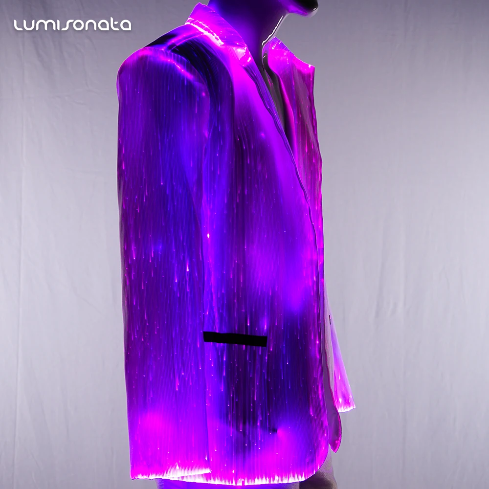 Newest Hot Led Lights Suit Fantasy Hip Hop Dance Costume Tuxedo Men Trench Coat Winter Long Jacket Double Breasted Overcoat 2018
