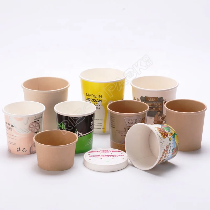 Eco- friendly paper soup cup square shape instant noodle cup noodles packaging