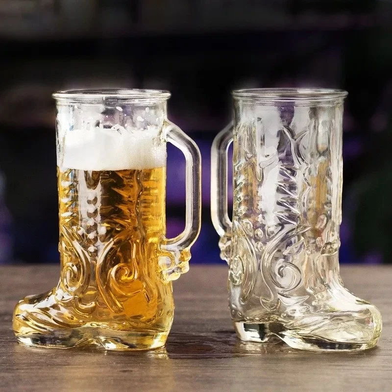 New Design 1.5 Liter Crystal Cowboy Boot Personalized Aesthetic Beer Transparent Custom Glass Cup