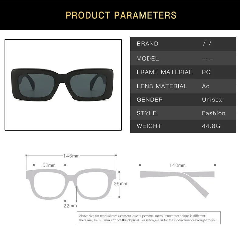 Luxury Brand Designer Sunglasses for Women Fashion Square Small Frame Sun Glasses Men Driving Eyeglasses Gafas De Sol Mujer