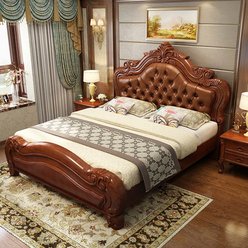Customized European-style bed 2.2m large bed American-style king bed bedroom furniture set