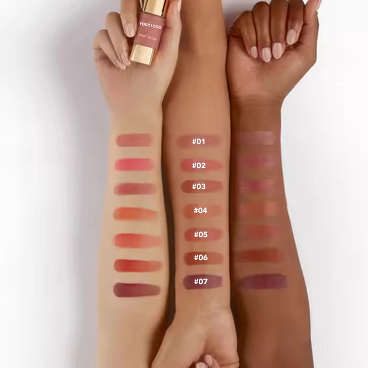 Private Label 7 Colors Face Makeup Contour Concealer Cheeks Long Lasting Pigmented Vegan Cream Matte Liquid Blush