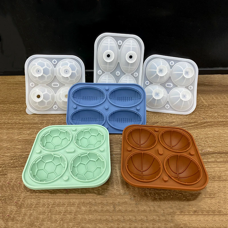 Manjia DIY Reusable Silicone Soccer Basketball Rugby Ice Trays Jello Bath Bomb Lotion Bar Handmade Soap Plaster Polymer Clay