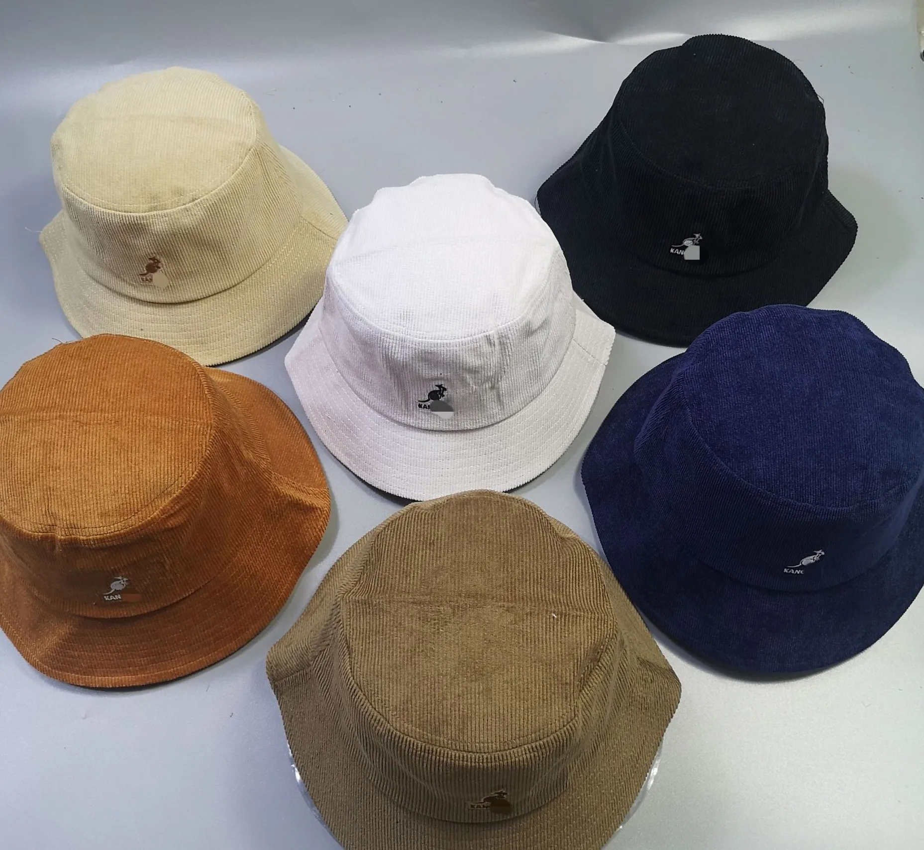 Wholesale Corduroy High Quality Kangaroo Beret  with Folding Color Unisex Fishing Cap Fisherman Bucket Hat