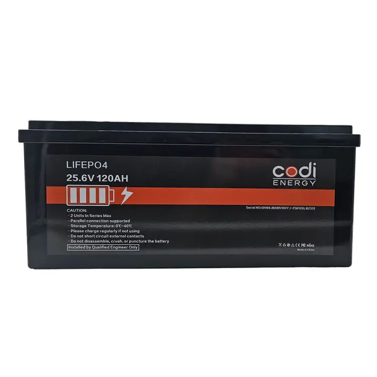 Lifepo4 battery solutions 25.6V 100AH 120AH home storage solar lithium battery 4000 times cycyle life max 4 units in series