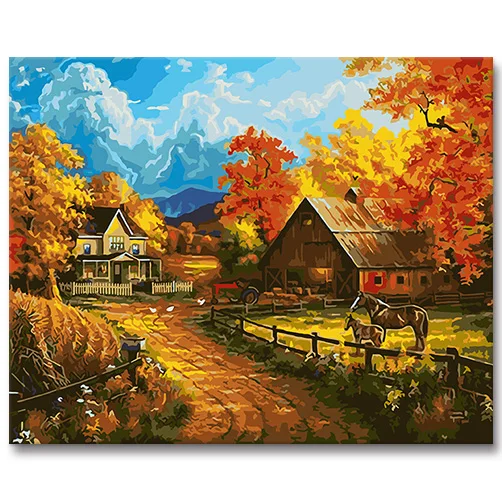 DIY Custom Painting by Numbers Oil Paint On Canvas Landscape Painting By Numbers Paintings And Wall Arts For Home Decoration