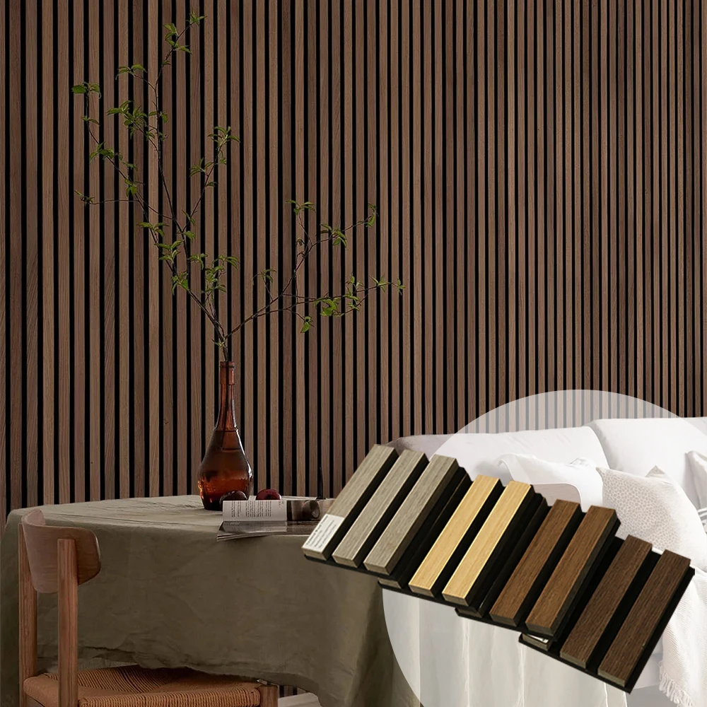 3d Natural Polyester Fiber Mdf Waterproof Panel Sound Absorbing Akupanel Decoration Wall Acoustic Wood Panel Slats