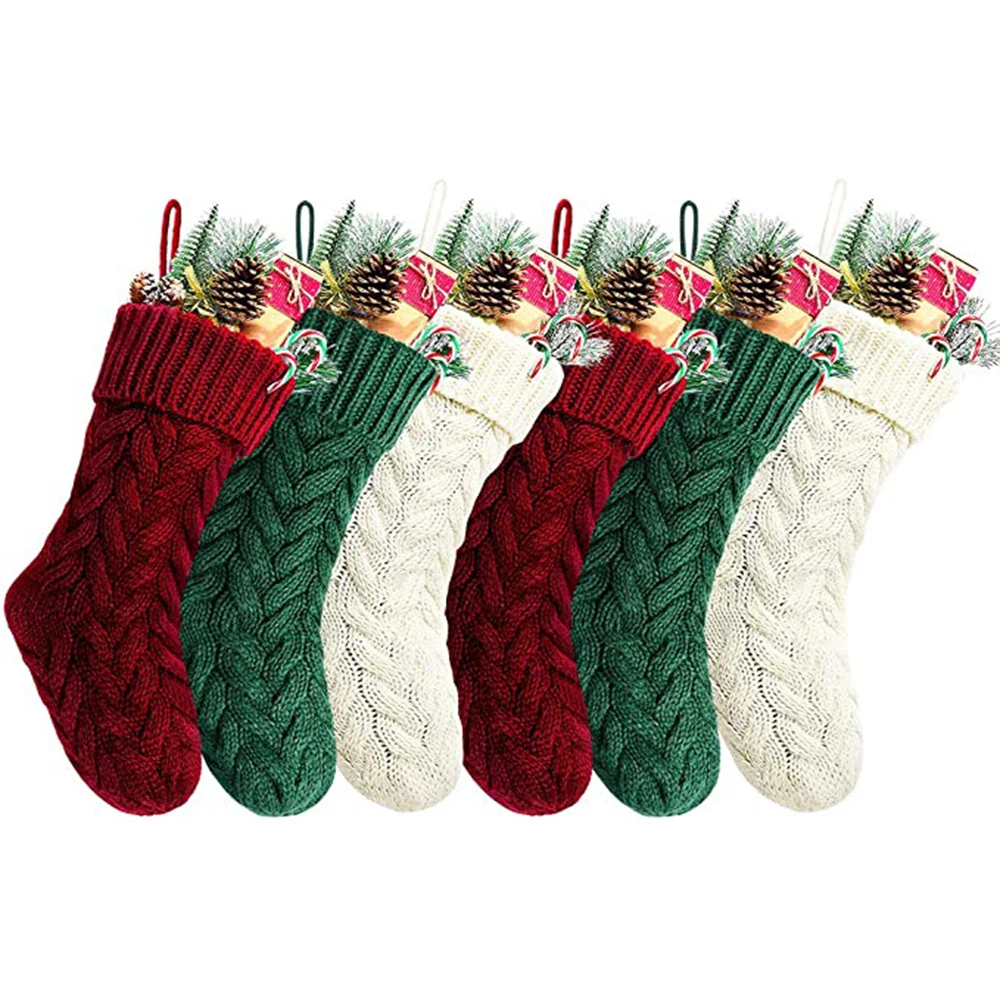 wholesale 46CM christmas tree decor christmas gift socks knitted stockings blank christmas stocking