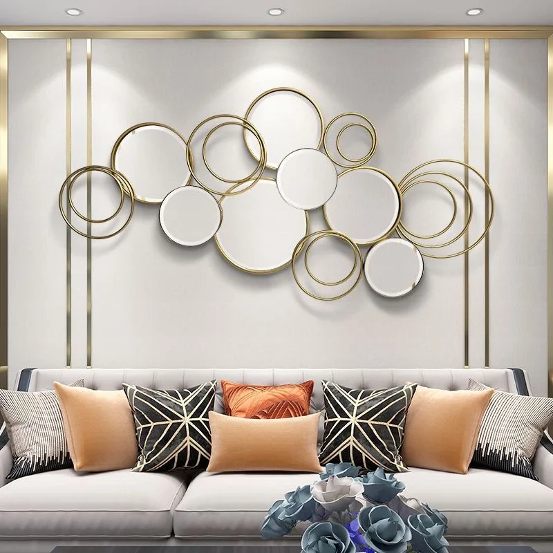 138X66cm FuZhou manufacturer factory price 3d wall hanging mirrored decorative large gold metal Handicraft art home decor mirror