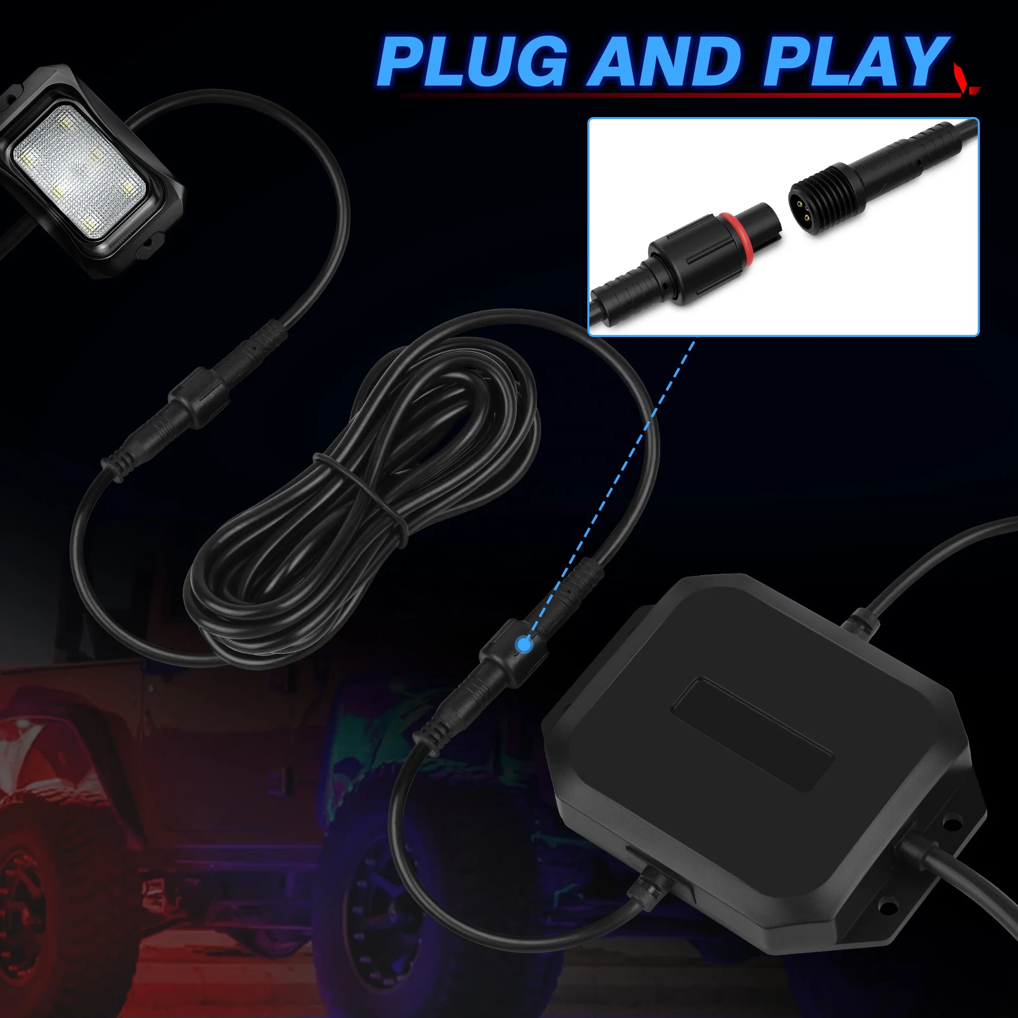 MICTUNING 6.56FT Wire Cable for RGB+IC C2 V1 W1 Series Lights and P1s Switch Panel 3-Pin Extension Cord