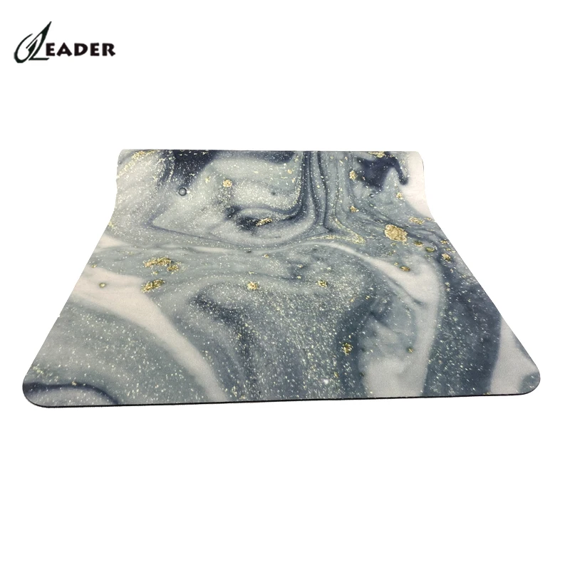 183 x 80 Wholesale Print Black Grey Gold Marble Printed Customized Eco Friendly Ecofriendly Natural Rubber Suede Yoga Mat