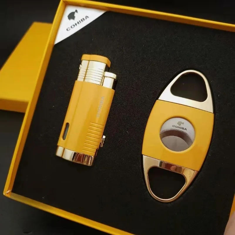 Wholesale High Quality Custom Cigar Accessories Set Cigar Cutter Lighter 2pcs Gift Set For Men