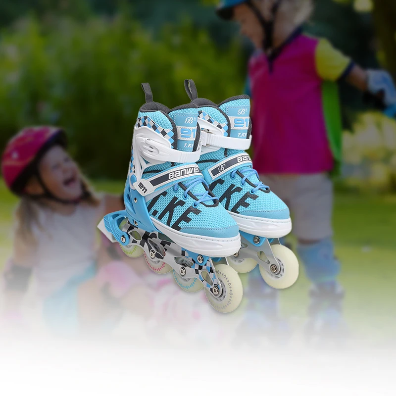 Hot for Sale Adjustable Cheap 4 Flashing PU Wheels Roller Safe Brake for Beginners Kids Adults Inline Skates Shoes