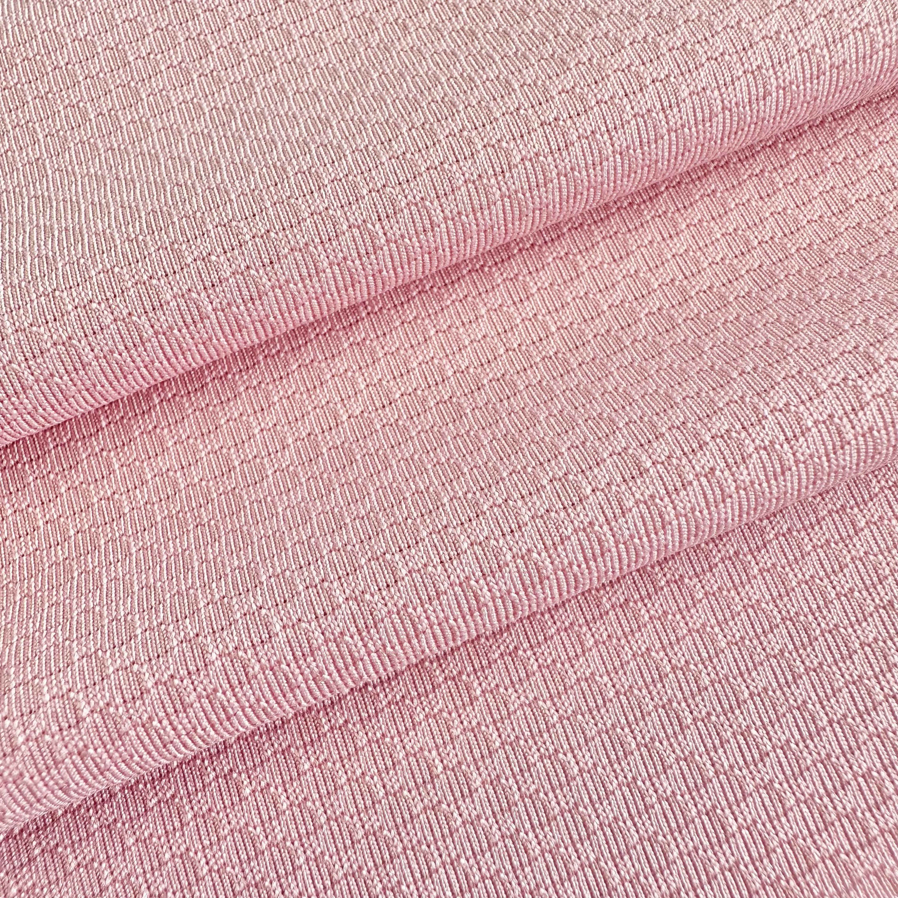 Stock dri fit fabric manufacturers pink polyester spandex dobby texture 4 way stretch jersey fabric for yoga pants